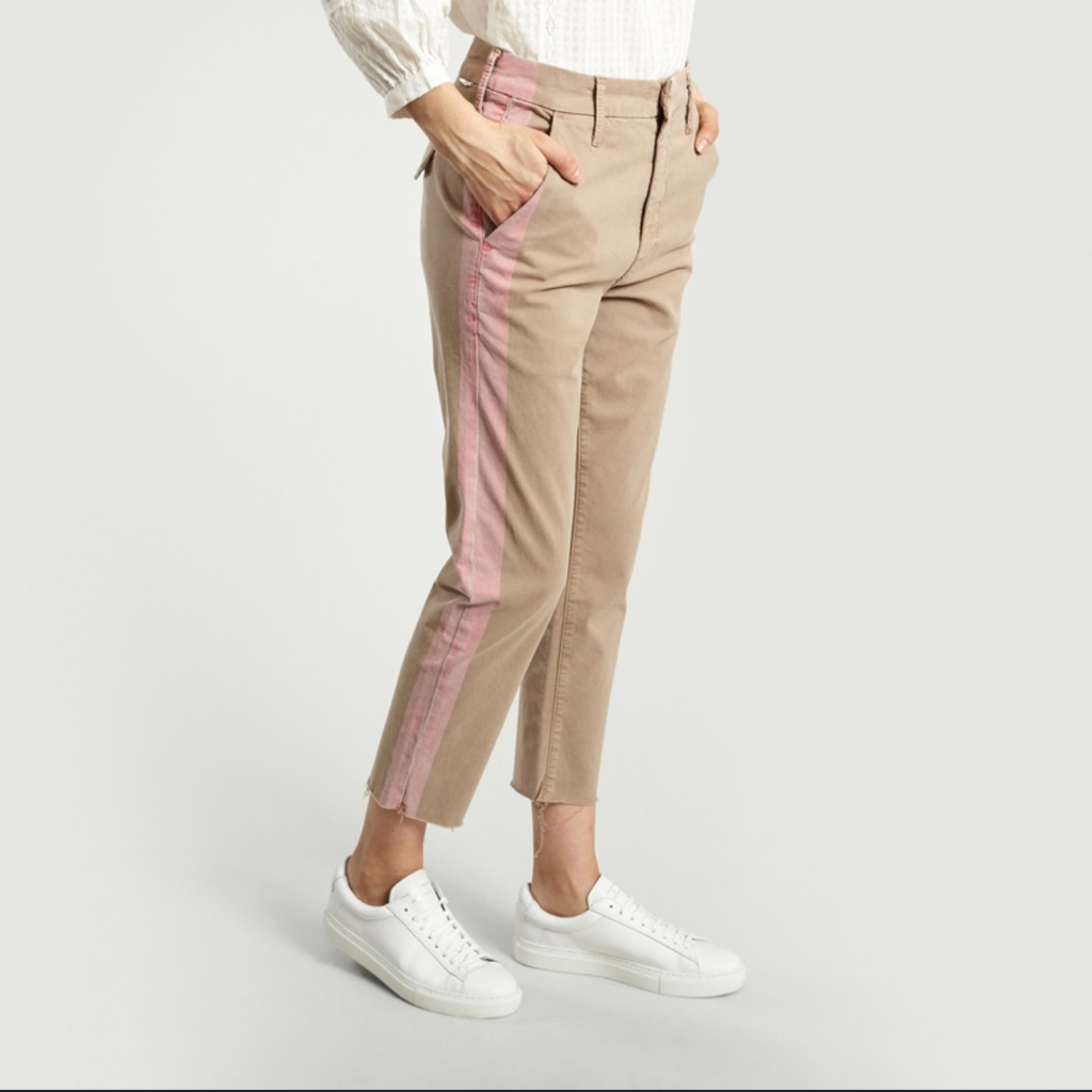 Mother Ankle Cropped Pants In Tan And Pink